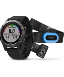 Garmin - Fenix 5 Performer Bundle Slate Gray w/Black Band