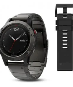 Garmin - Fenix 5 Slate Gray Sapphire w/Metal Band